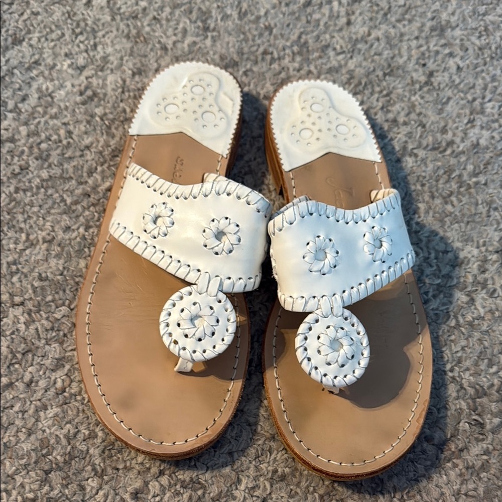 Jack Rogers White Tan Sandals Classic Preppy Style